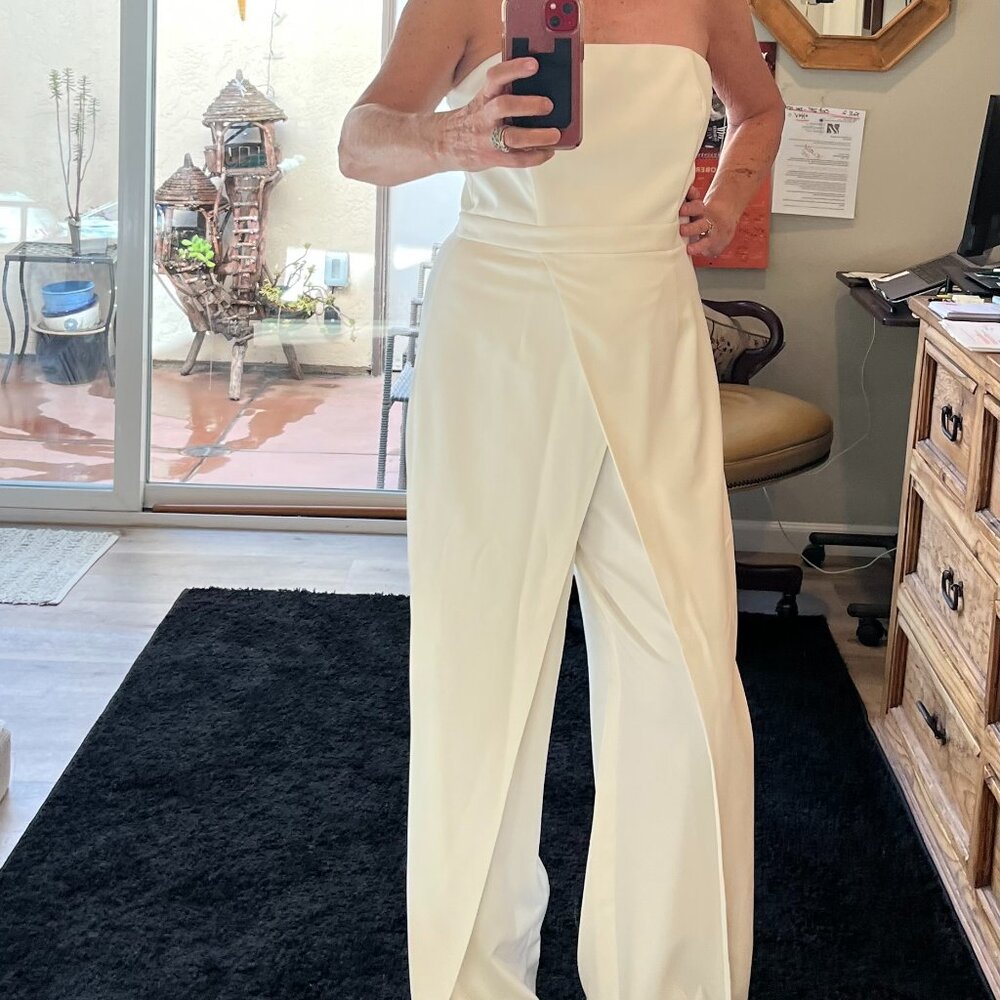 White House Black Market One Piece Jumpsuit (strapless or with straps) in Ecru